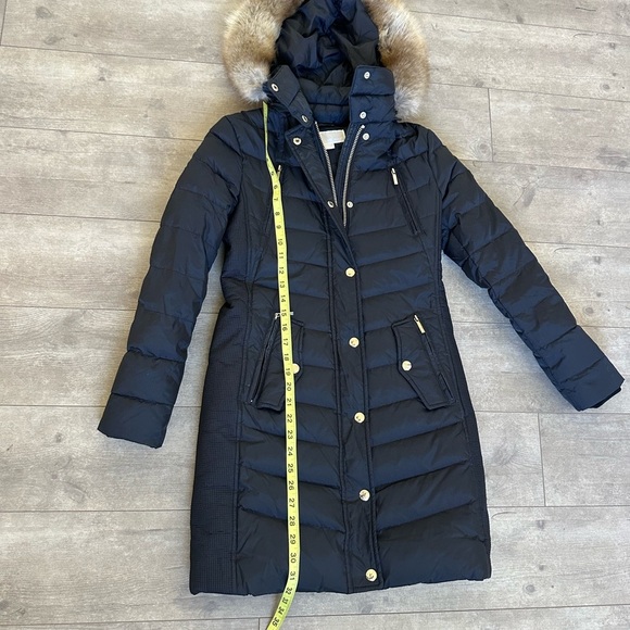 Michael Michael Kors Women Black Down Puffer Winter Coat Faux Fur Trim Hood PXXS - Picture 14 of 16